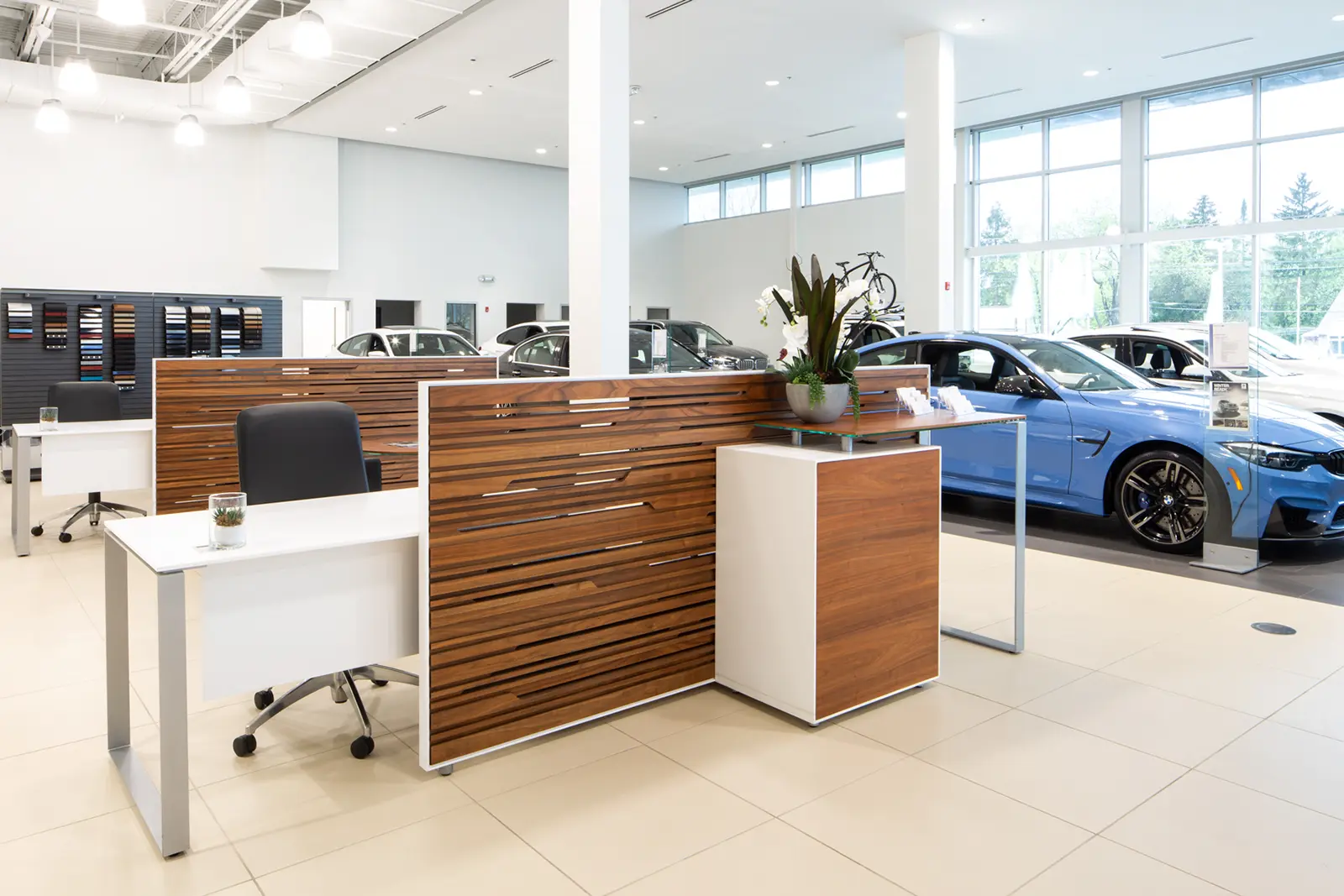 Custom commercial millwork and display casework in London Ontario car dealership